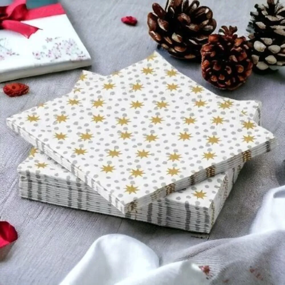 IKEA VINTERFINT Paper Napkins‎ Christmas Star Pattern 9 ½x9 ½ 